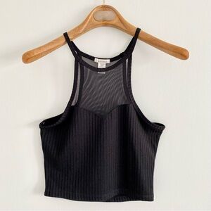 Bozzolo Black Mesh Crop Top Size Medium